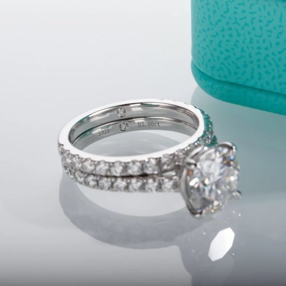 Certified 3.0ct. t.w. Moissanite Diamond Wedding Ring Set NEW - Picture 12 of 16